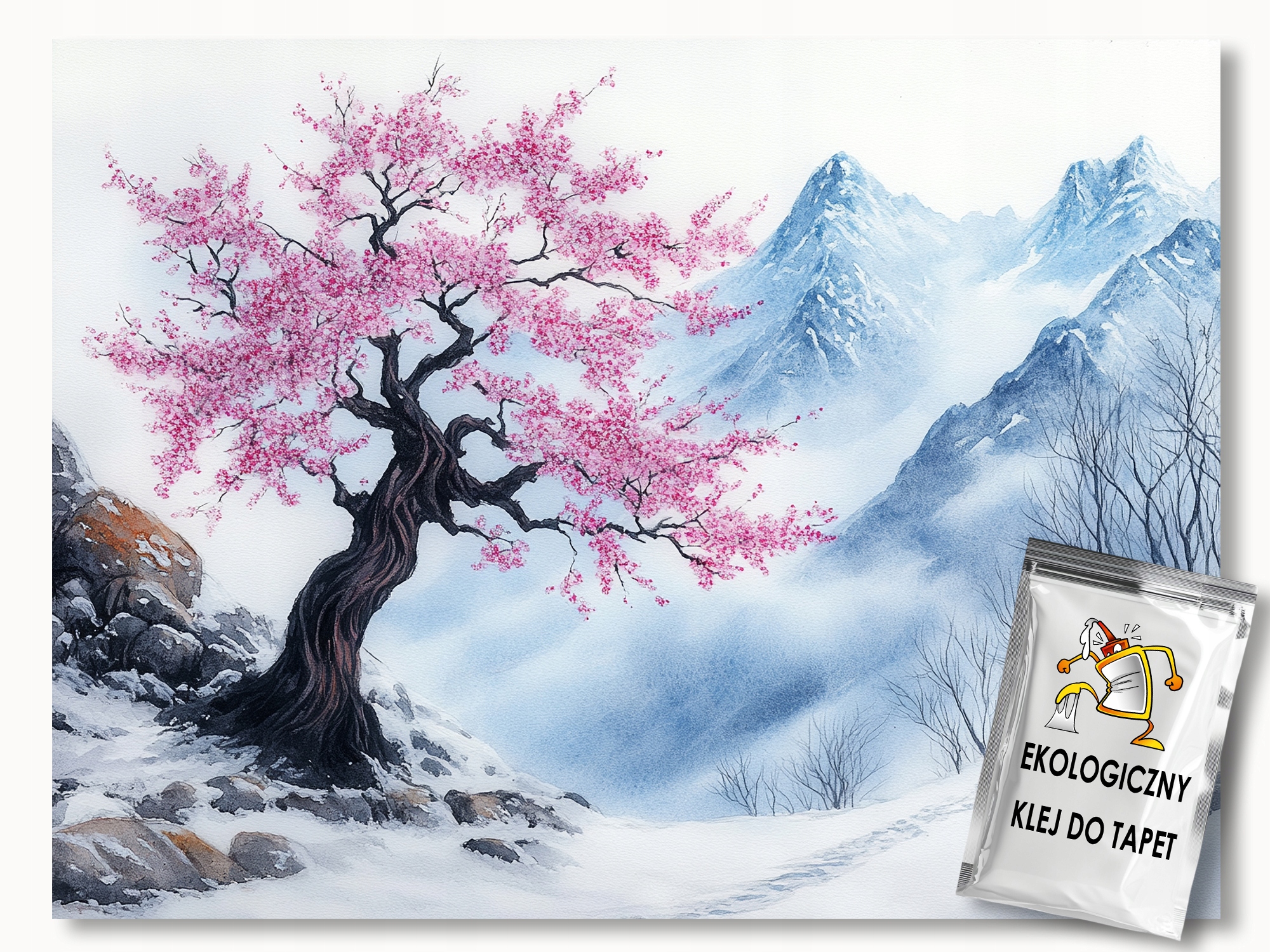 Fototapeta Flizelina Krajina Hory Vrcholy Dřevo Višeň Zima 200x140 lepidlo