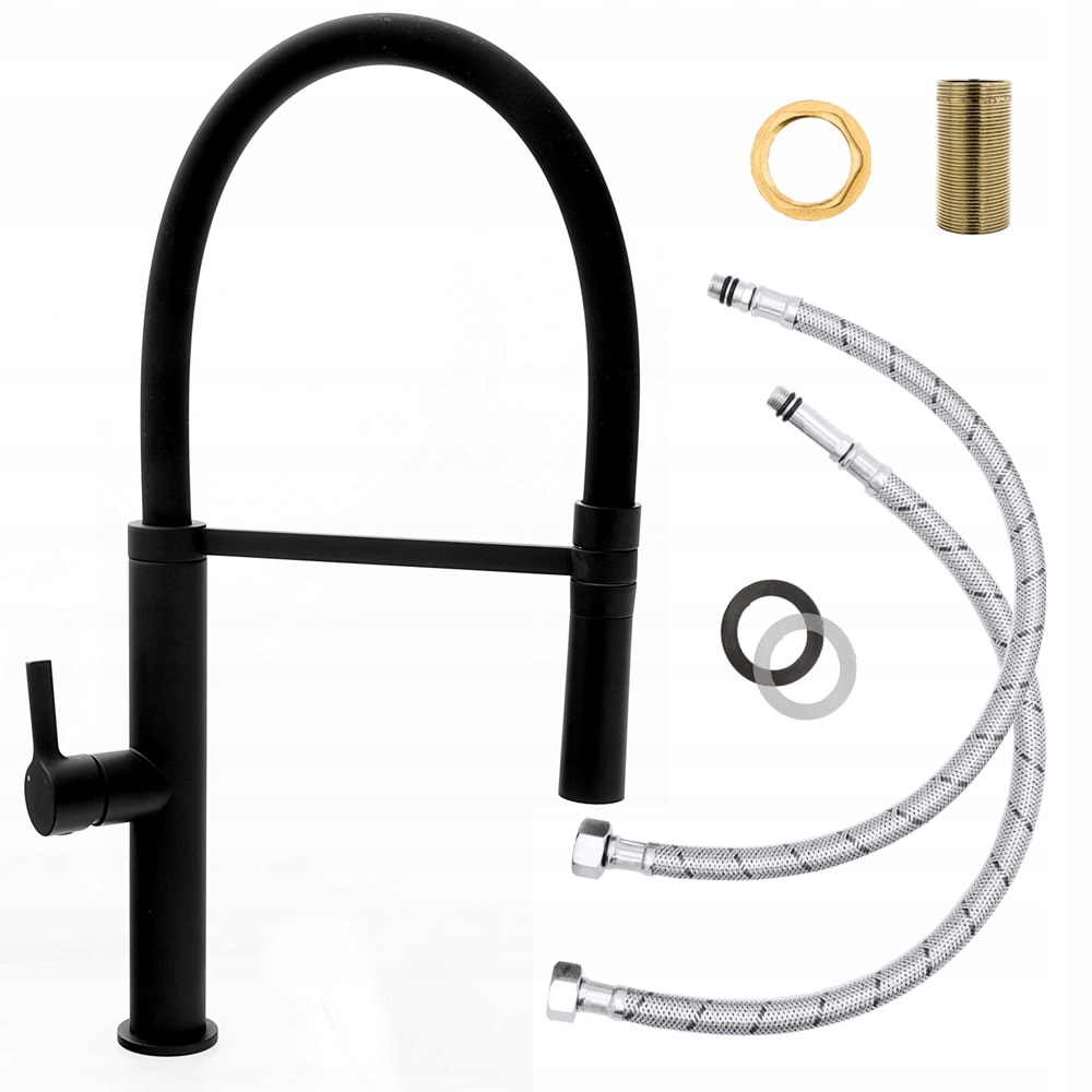 Vysoká Kuchynská Drezová Batéria S Výsuvným Výtokom, Čierna