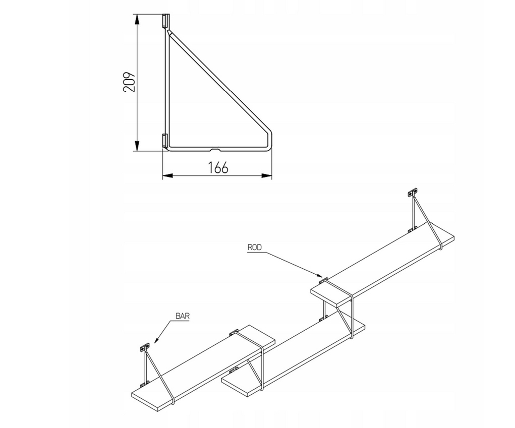 PODPÓRKA POD PÓŁKI BAR CZARNY MAT GTV LOFT INDUSTR Marka GTV