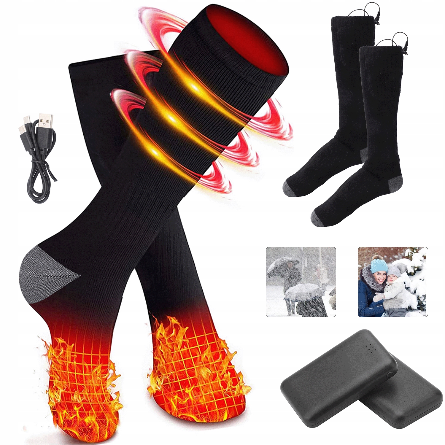 Ogrzewane Skarpety Elektryczne Termiczne Przewiewne Wytrzymałe 3 Poziomy