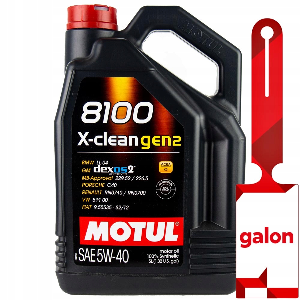 

Motul 8100 X-Clean 5w40 gen2 5L Api Sn, Acea C3