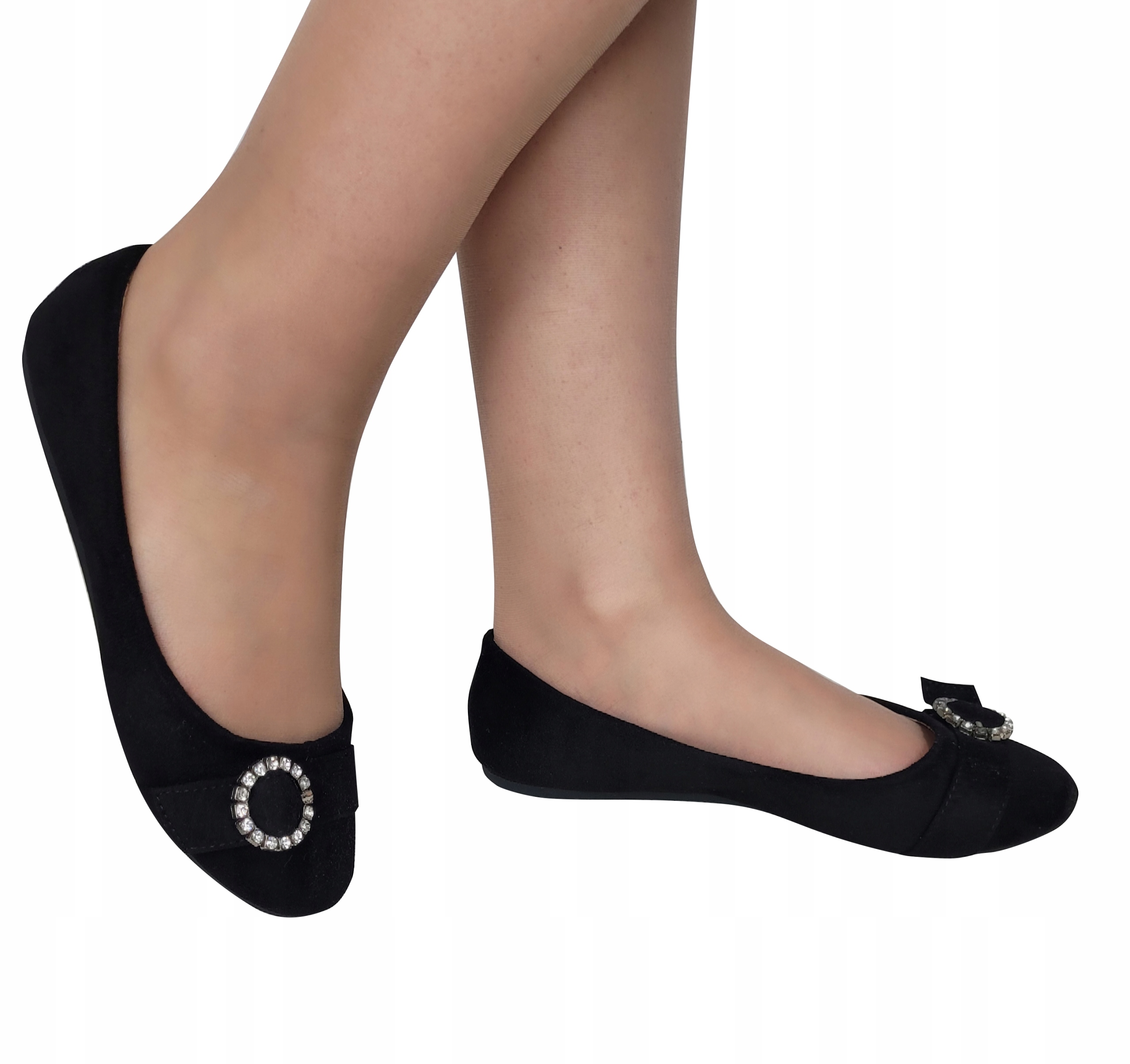 

Baleriny Czarne Cyrkonie buty damskie balerinki