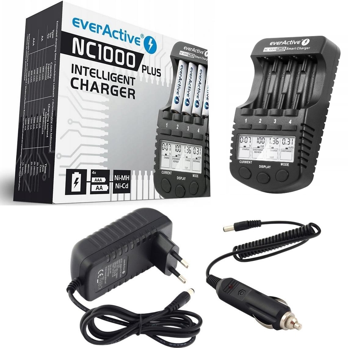 ŁADOWARKA PROCESOROWA NC1000 LCD DO AKUMULATORKÓW ELEKTRONICZNA CYFROWA