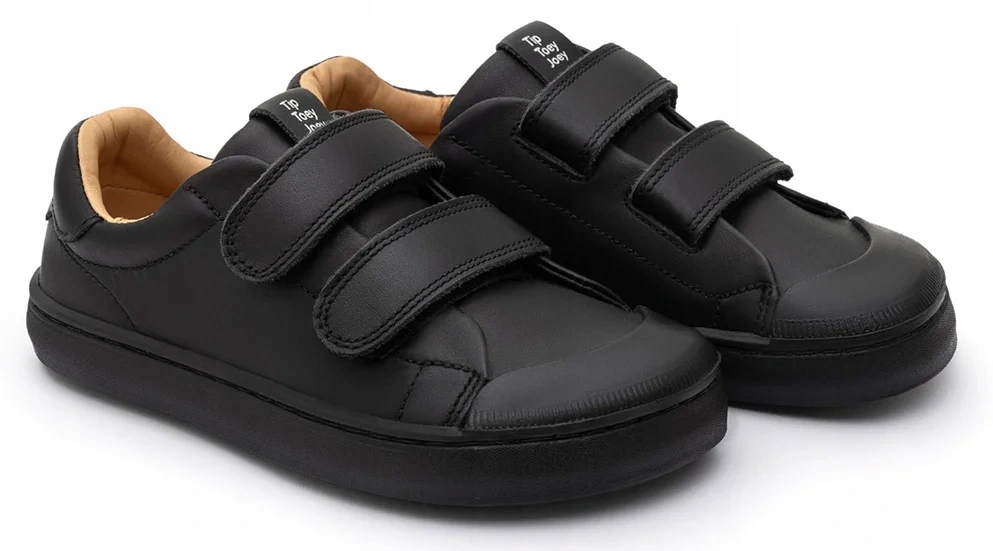 Barefoot czarne skórzane półbuty Tip Toey Joey na rzep lekkie R29