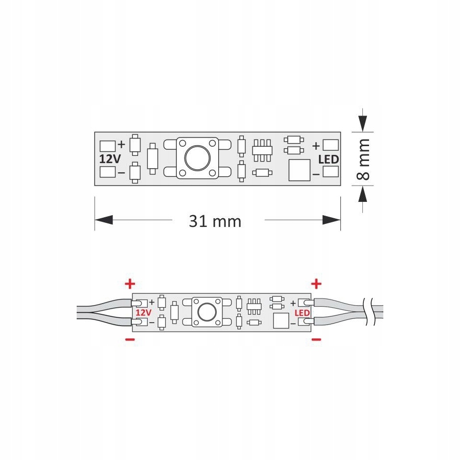 WŁĄCZNIK DO TAŚM LED DO PROFILU MANUALNY MS60 Kolor czarny