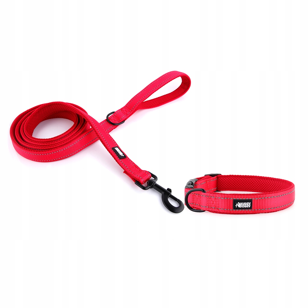 Levně Obojek a vodítko pro psa Červená sada pro psa malého plemene Huggy Doggy S