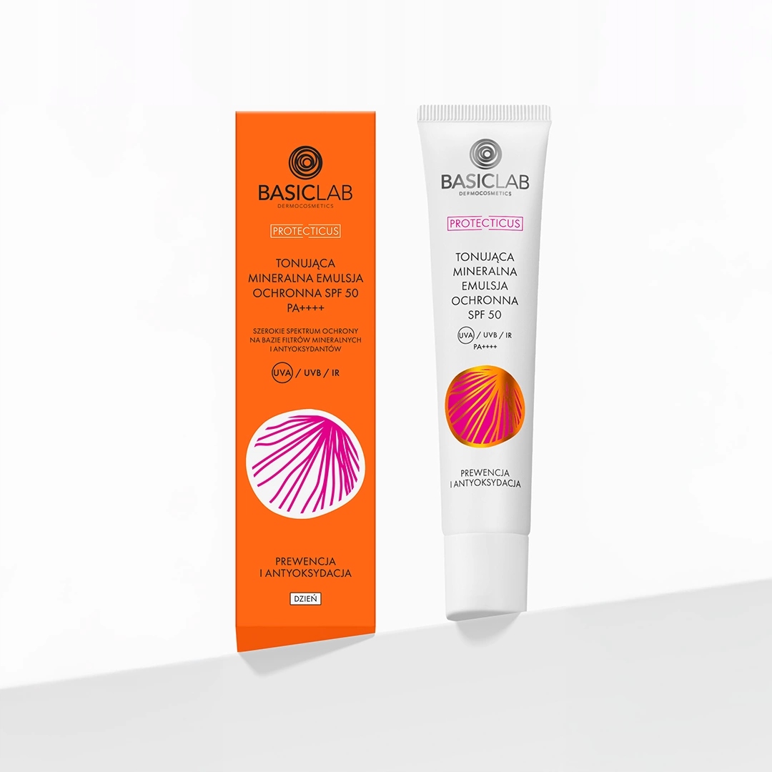 Basiclab Tonująca mineralna emulsja ochronna Spf 50 Ppd 19,8