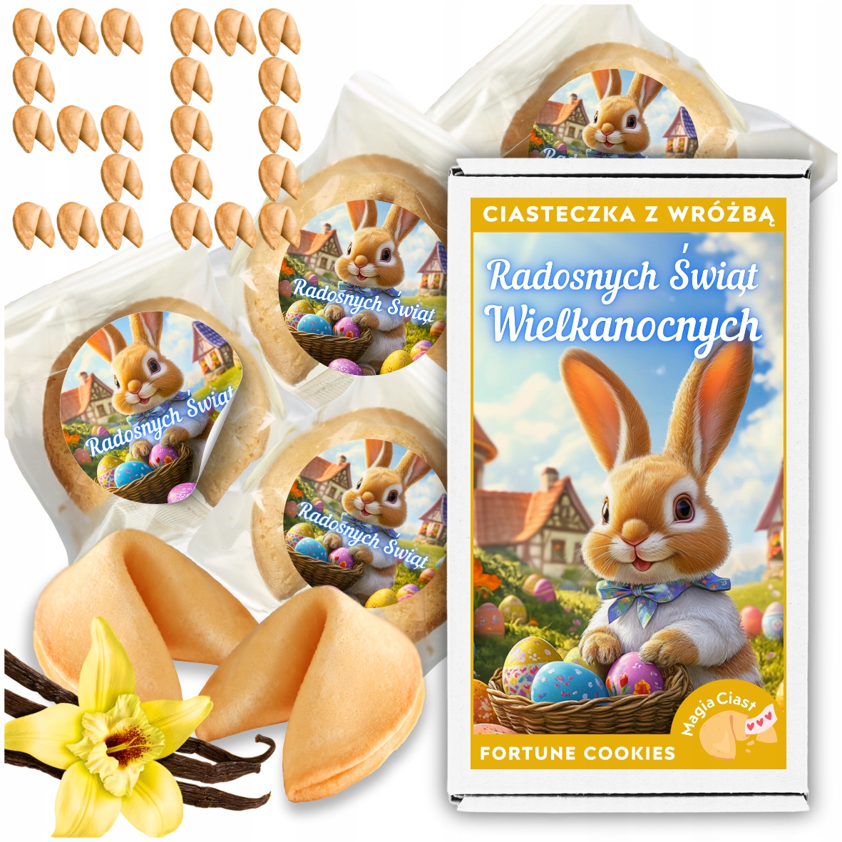 Ciasteczka z Wróżbą x 50 Wielkanoc dla Dzieci Słodycze Wielkanocne