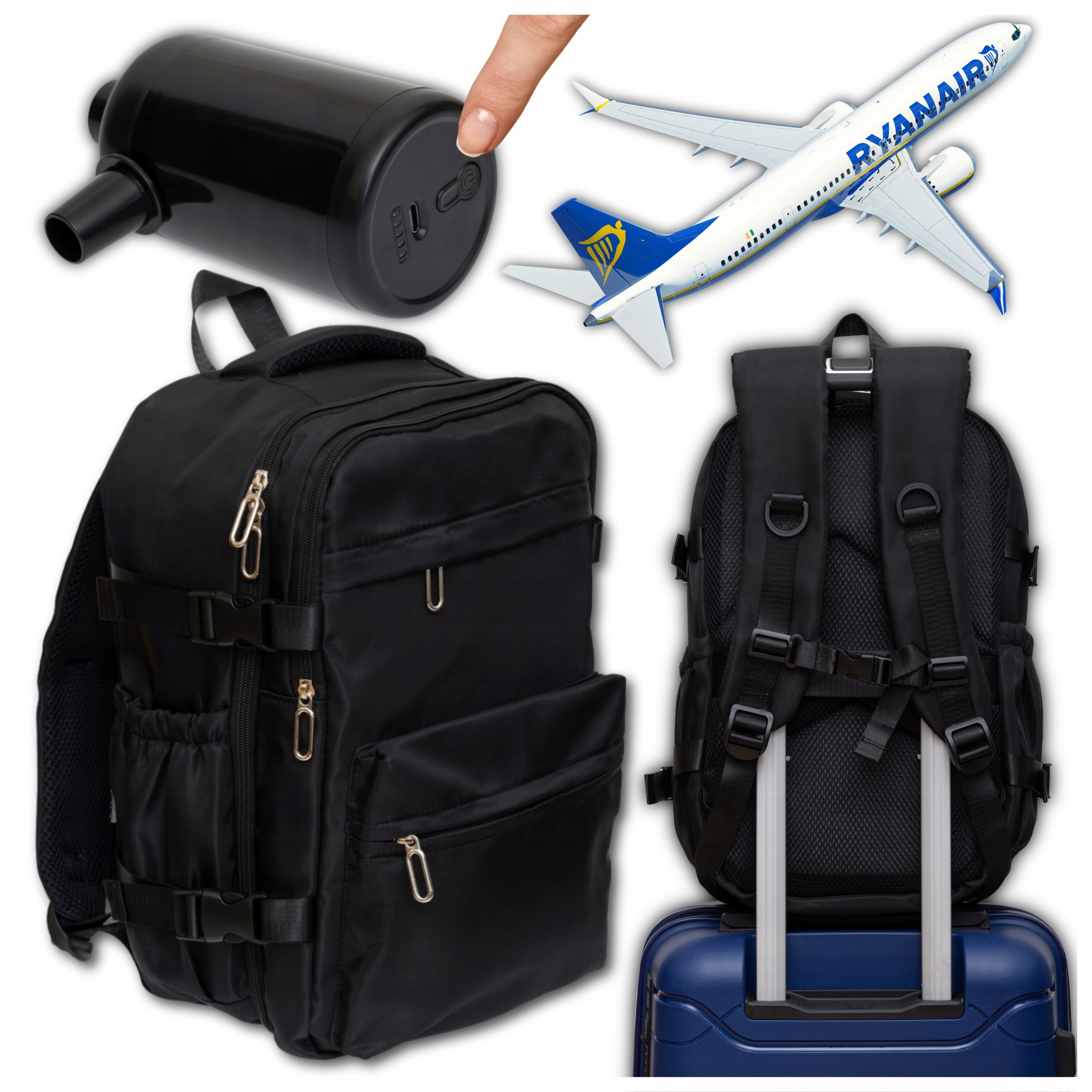 Plecak Do Samolotu 40X30X20 Ryanair Wizzair 26L Pod Siedzenie Pompka