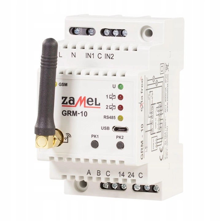 

Zdalny sterownik Gsm 2-kanałowy modułowy GRM-10