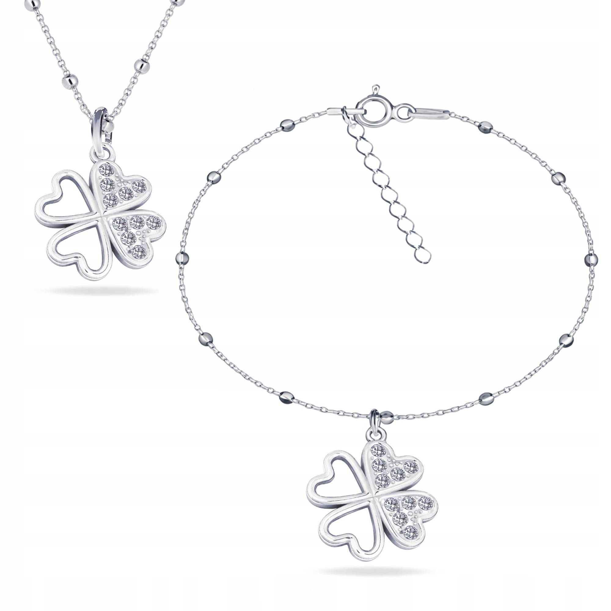 Stříbrné šperky s kuličkou a čtyřlístek , stříbro 925