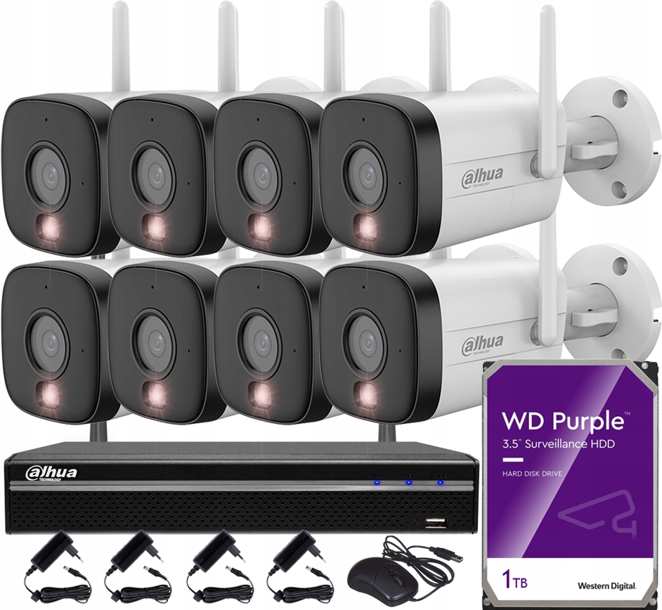 Sada pro monitorování Wifi 5MPx pro 8 kamer IPC-HFW1539DTK1-SAW-IL Disk 1TB