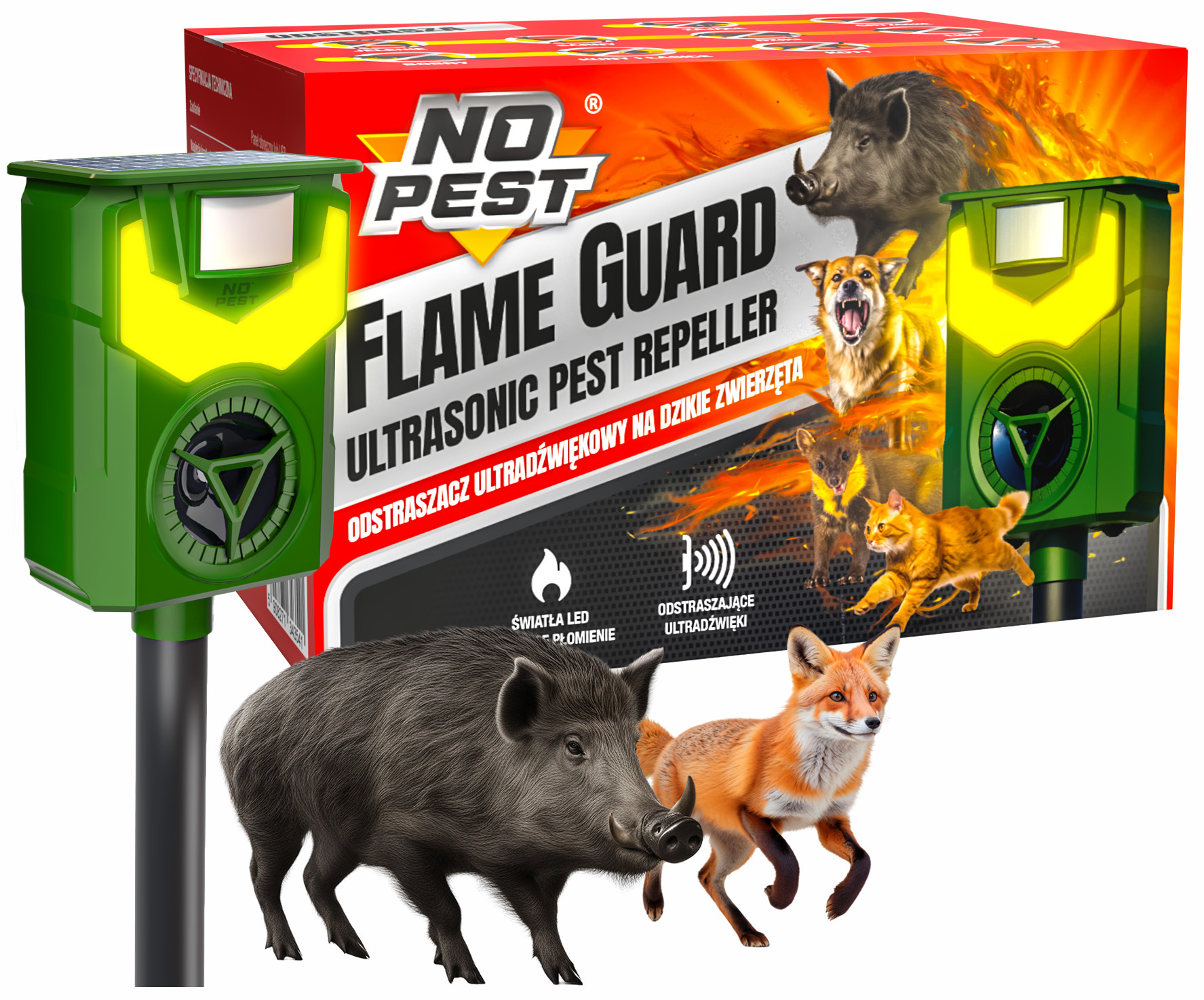 Ultradźwiękowy Odstraszacz Lisów Dzików Saren Jeleni Bobrów Zająców Łosi