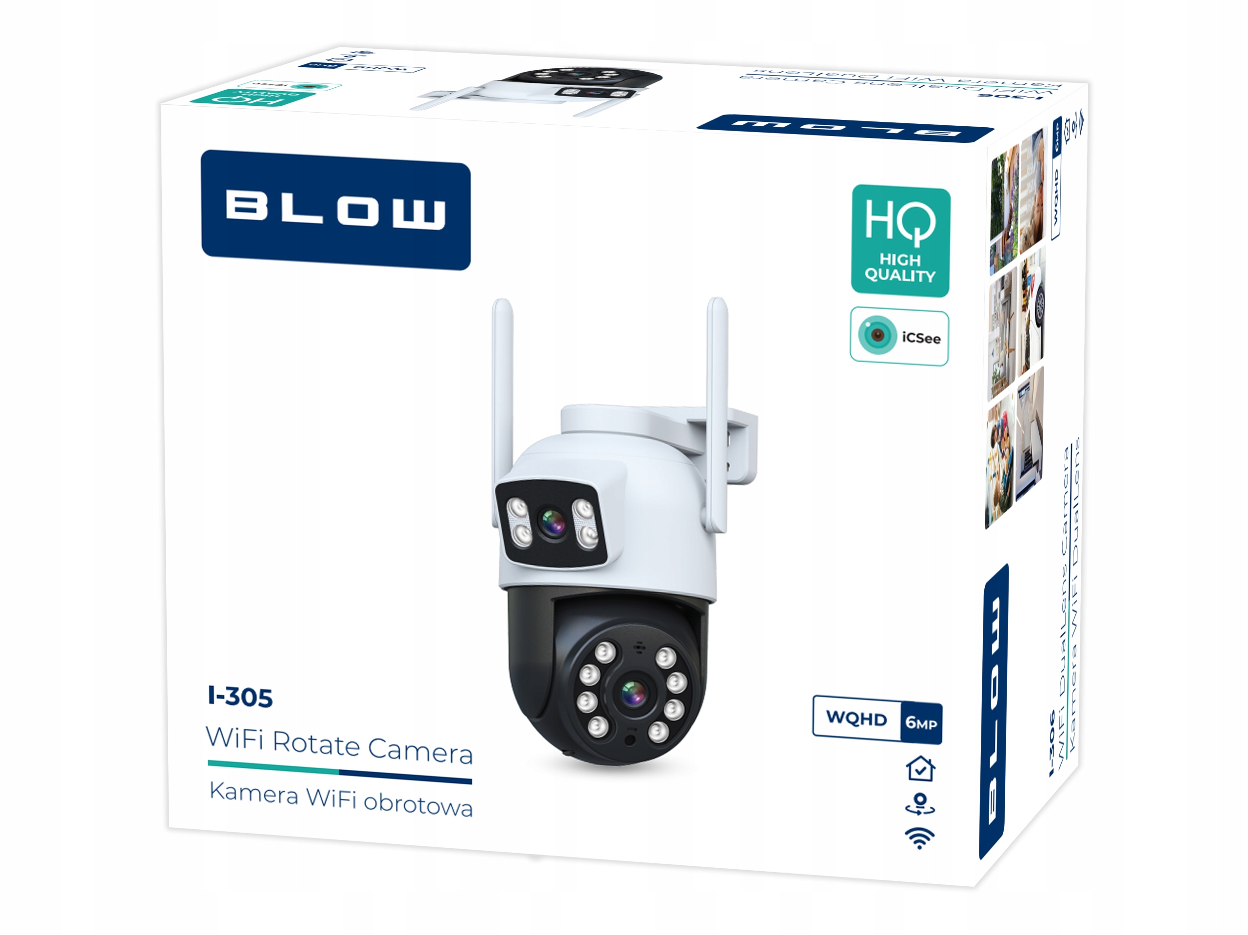 KAMERA WIFI 6MP OBROTOWA DWA OBIEKTYWY IR PODWÓJNA HD ICSEE SMART IP65 PTZ Model I-302 DualLens