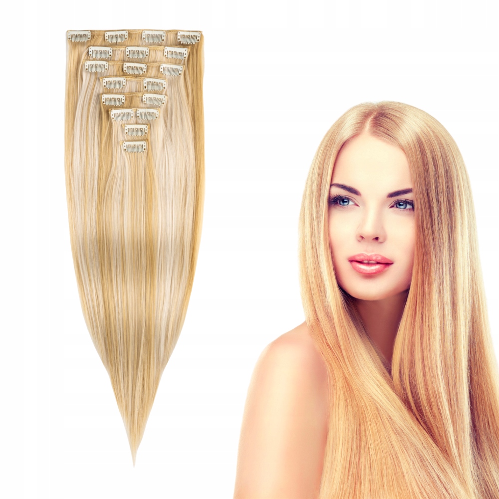

Dopinane włosy Clip In 8 taśm 57 cm blond #86/60