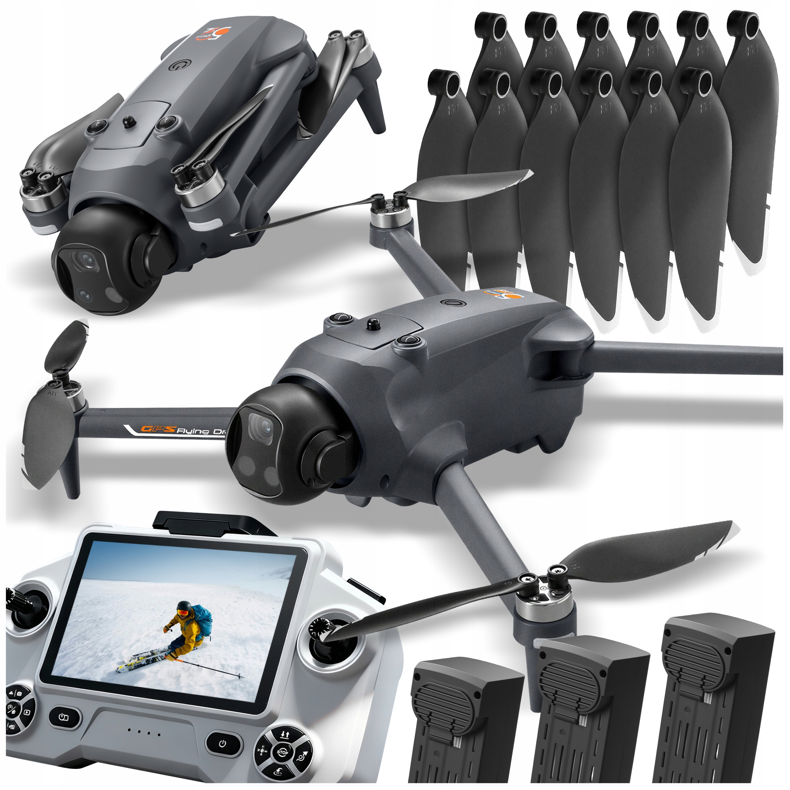 Dron Hračka LCD Kontroler 2 Kamery Gps Wifi 5G 3x Aku Dosah 4000 m 25 min