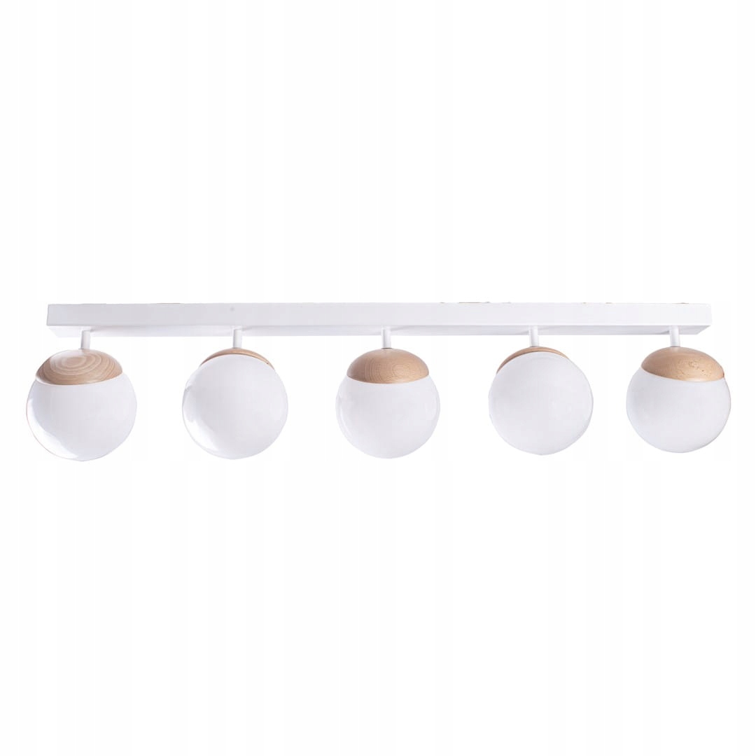 Stropné Svietidlo stropná lampa Sfera 5 drevo biele sklenené gule do obývacej izby spálne