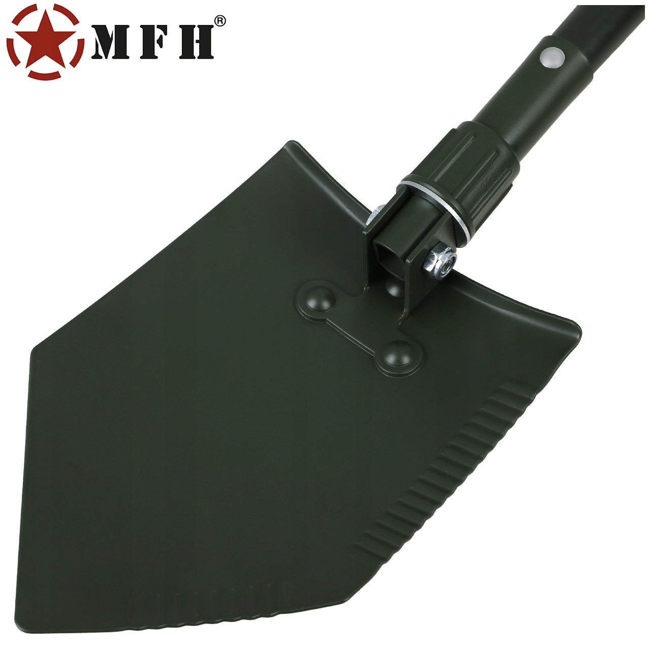 SAPERKA SKŁADANA WOJSKOWA Z DREWNIANYM TRZONKIEM MFH OLIVE + GRATIS Cechy dodatkowe ząbkowana krawędź