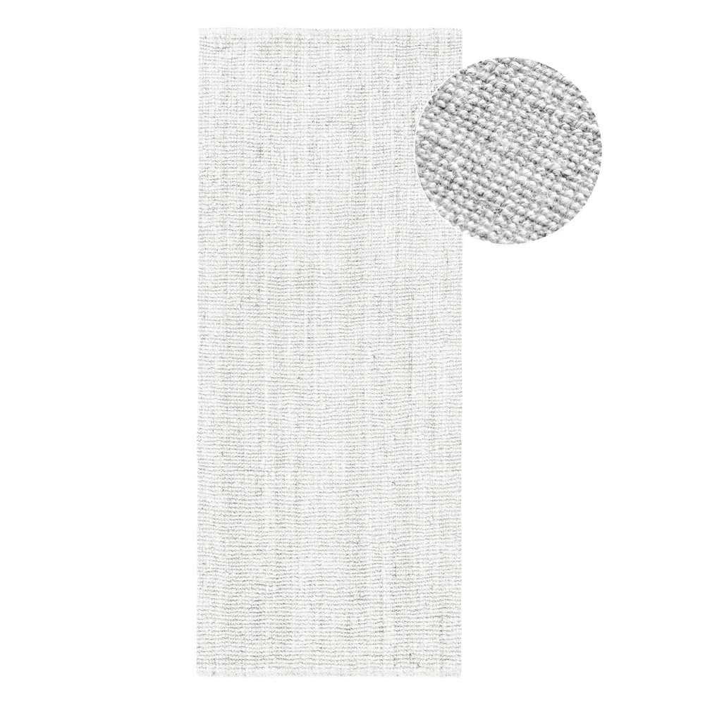 Koberec Běhoun z juty 80x200 cm, krémová barva, ručně tkaný, oboustranný