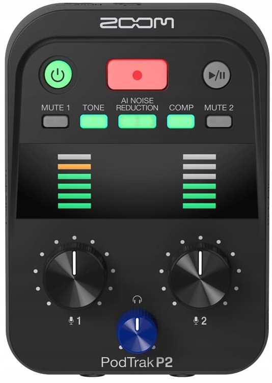 Zoom P2 PodTrak digitální audio rekordér pro podcasty a Usb mikrofony