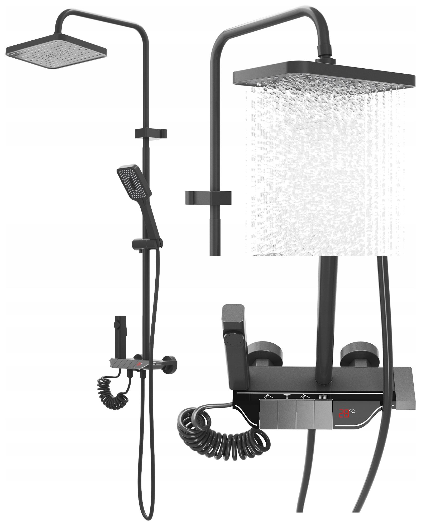 Sprchový Set Dažďová Sprcha Do Kúpeľne S Displejom Gun Grey Navi