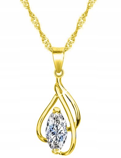 Zlatý dámský náhrdelník Řetízek s přívěskem Stříbro O Ryzosti 925, nastavitelný