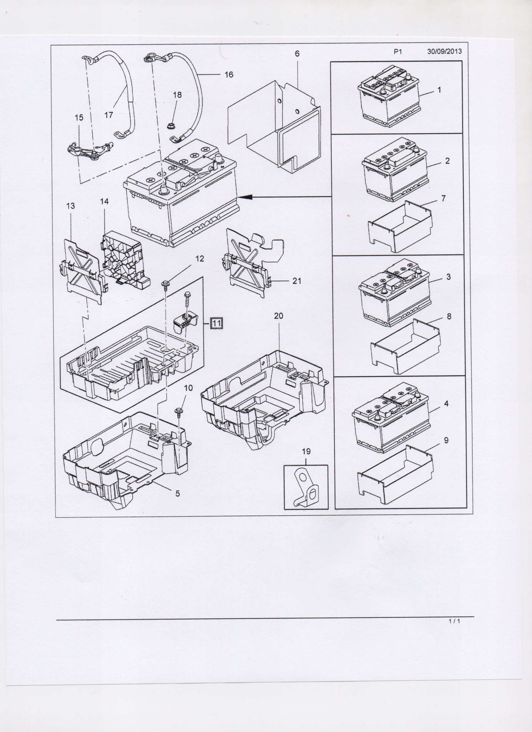 OPEL MERIVA B 2013-2017 PODSTAWA AKUMULATORA DOLNA Jakość części (zgodnie z GVO) O - oryginał z logo producenta pojazdu (OE)