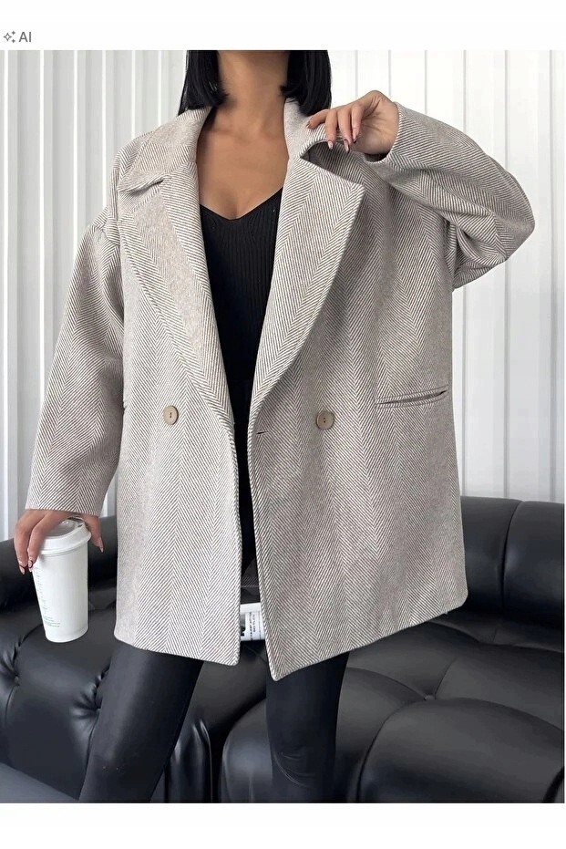 Měkký Dámský Oversize Kabát Se Zapínáním Na Knoflíky S/m 5IA
