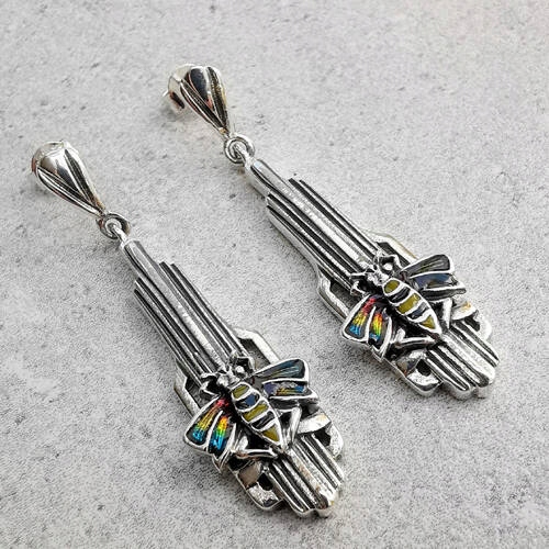 Stříbrné náušnice s včelou