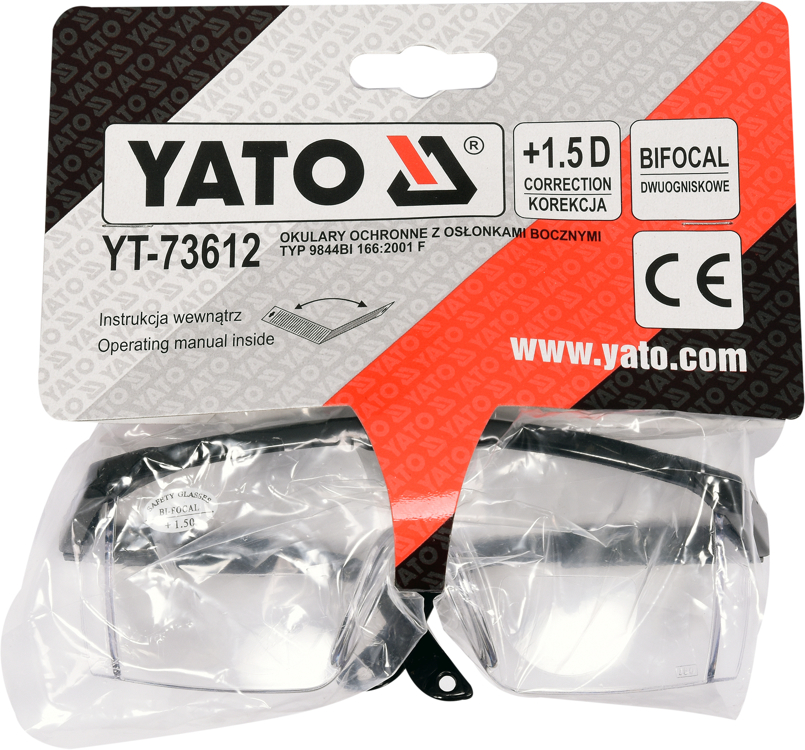 YATO OKULARY OCHRONNE KOREKCYJNE +1.5 ROBOCZE Typ przeciwodpryskowe