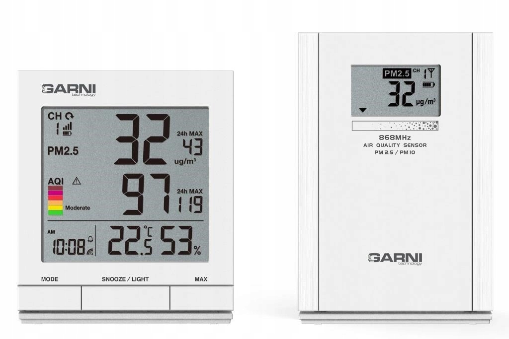 Garni 204 OneCare měřič kvality vnitřního vzduchu s bezdrátovým čidlem…