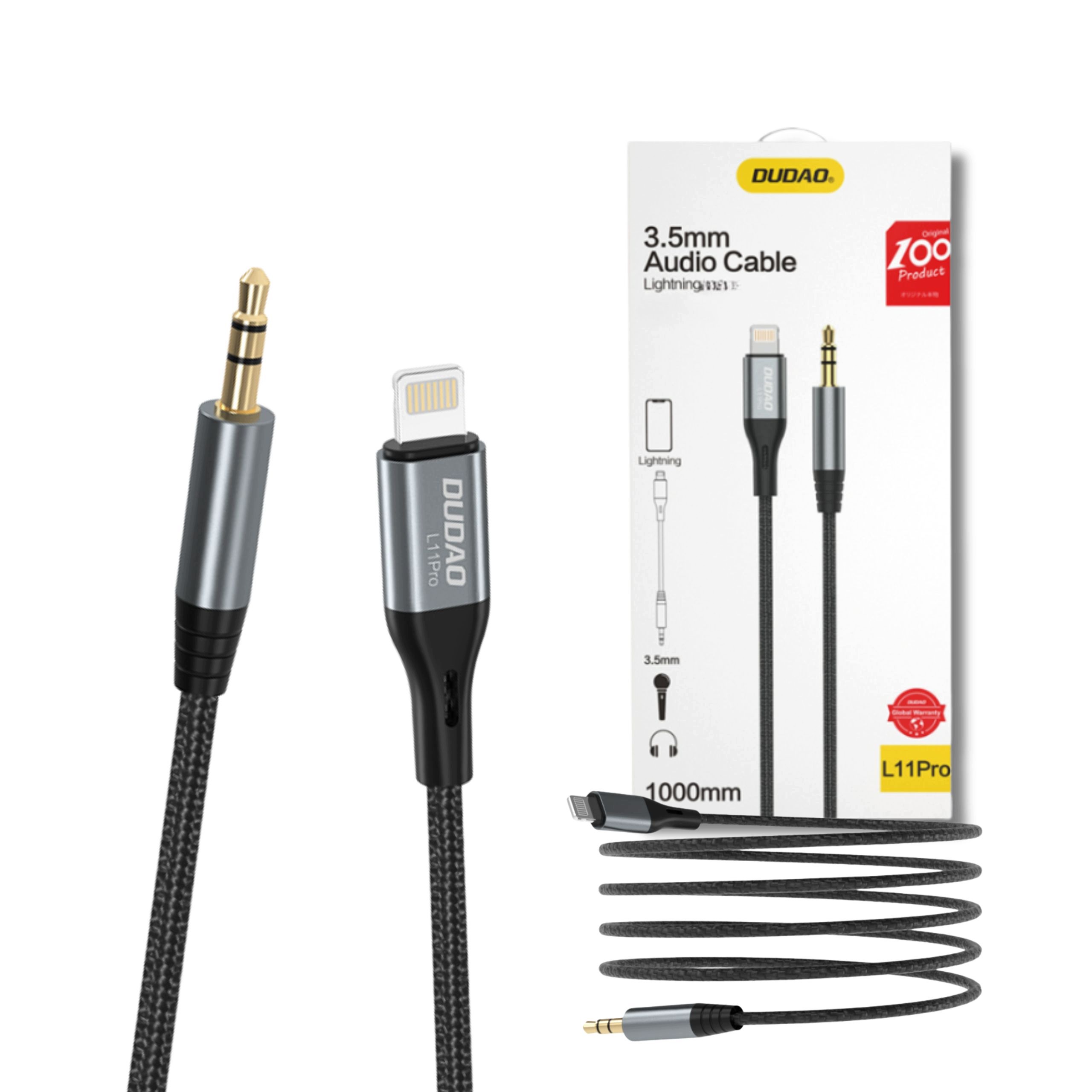 Dudao kabel audio Lightning mini jack 3. 5mm 1m szary (L11PRO) Dudao
