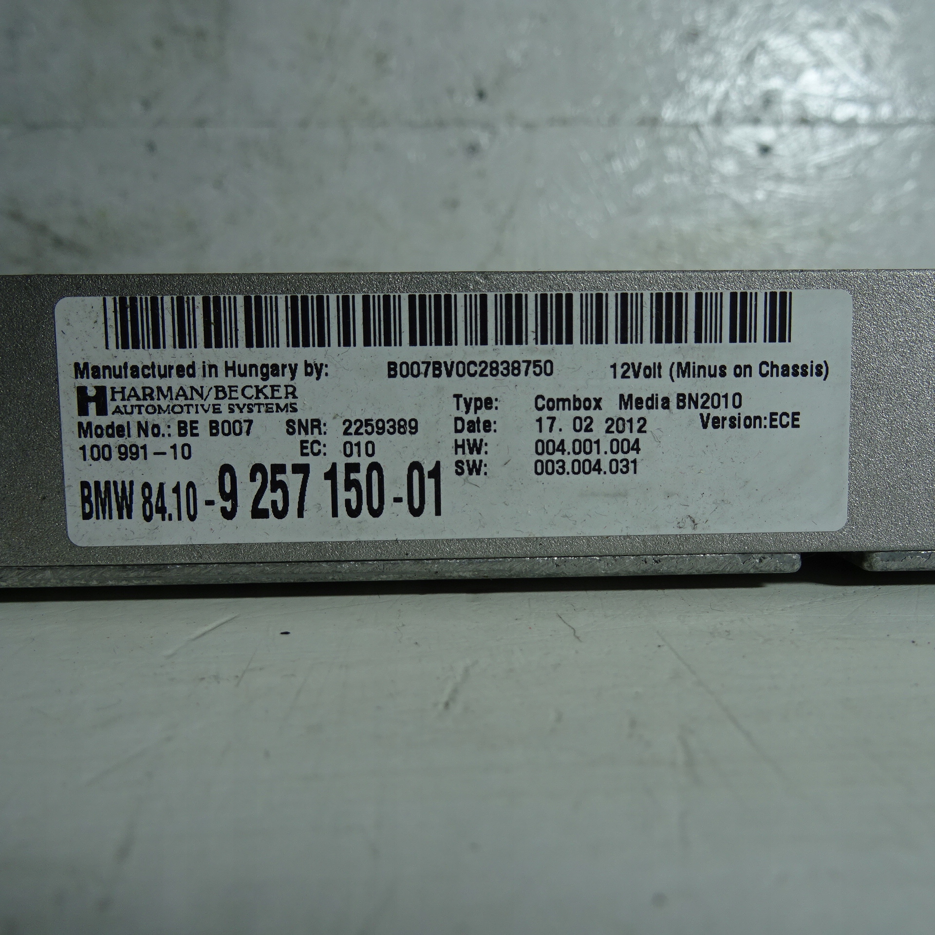 BMW 5 F10 F11 modul BLUETOOTH 9257150-01