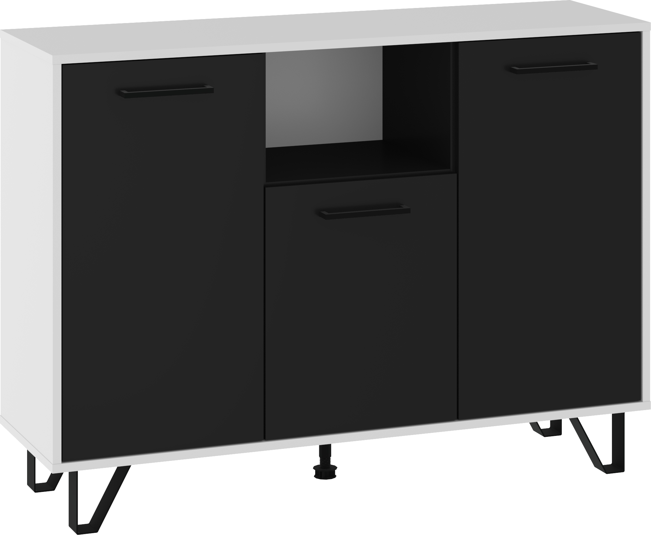 Komoda Boss 3D BOS-04 bílá černý lesk 120 cm