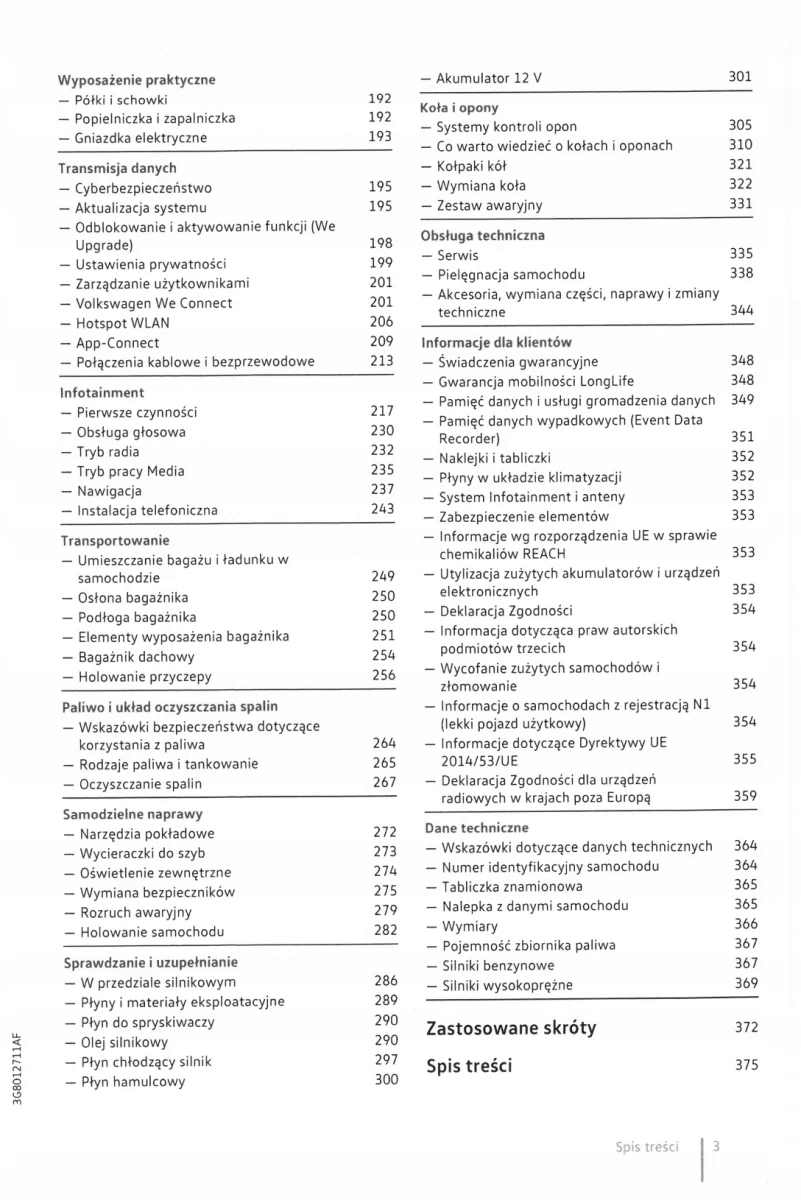 Volkswagen VW Arteon 2017-2020 Instrukcja Obsługi Tematyka Samochody osobowe