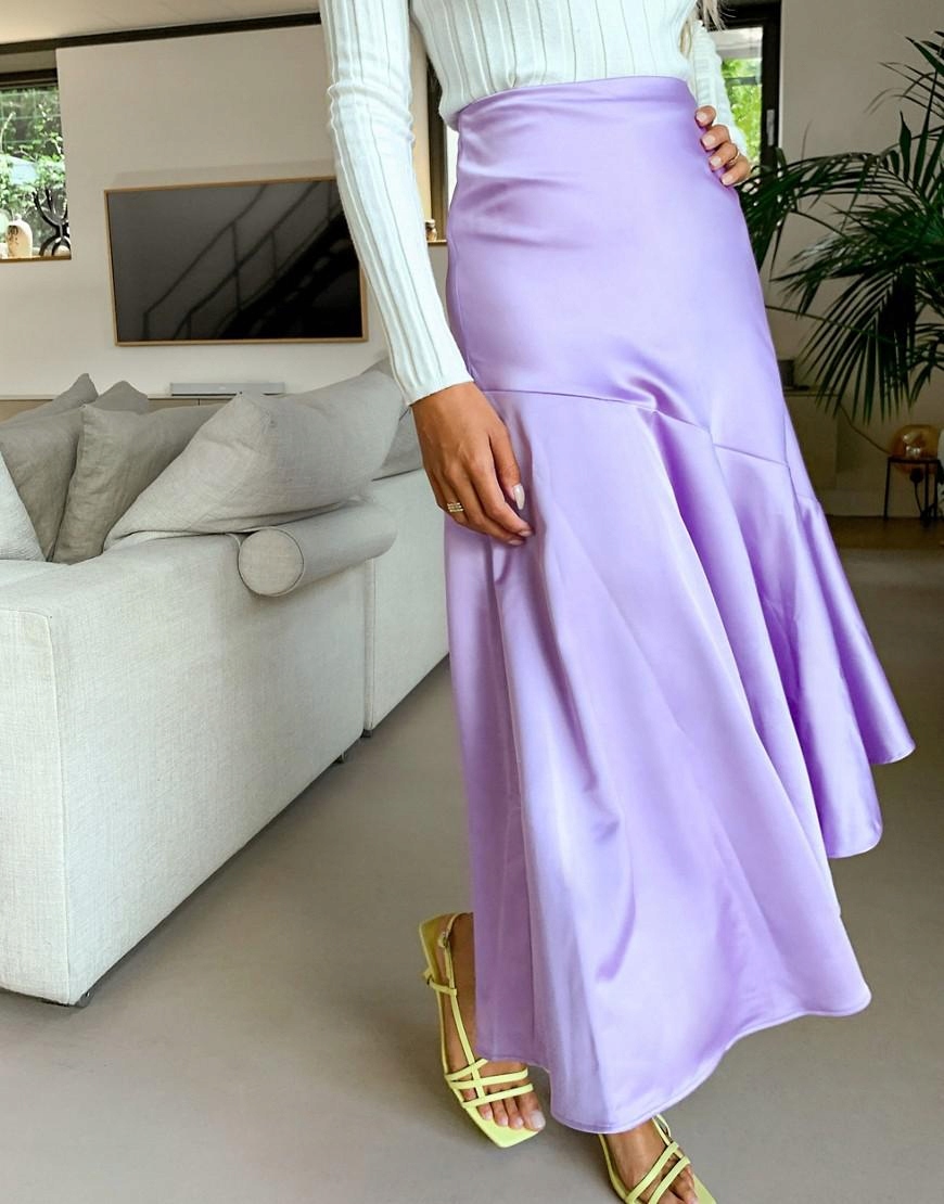 SPÓDNICA MIDI FIOLETOWA SATYNOWA Płeć kobieta