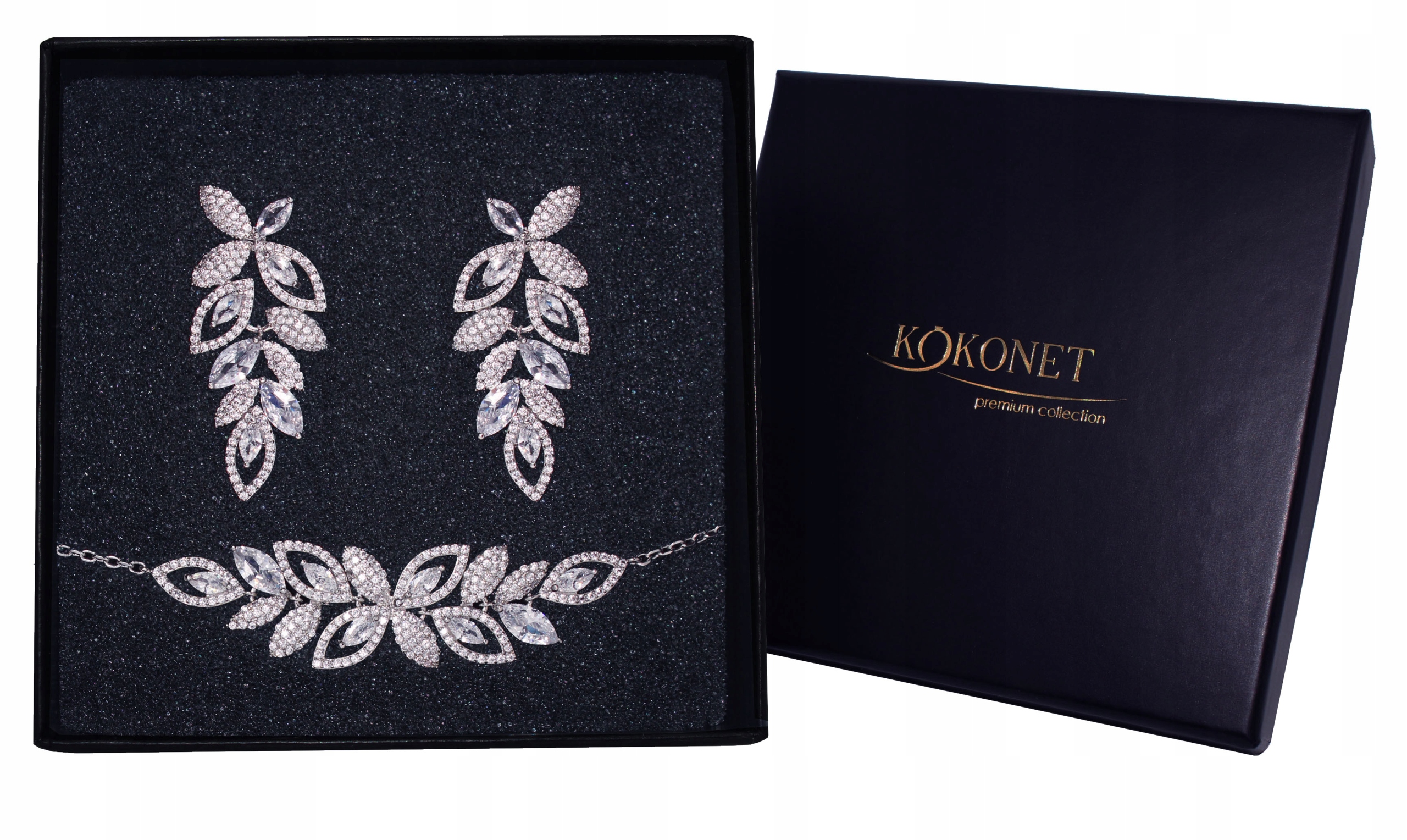 Sada: náušnice a náramek na svatba, stříbro, elegantní