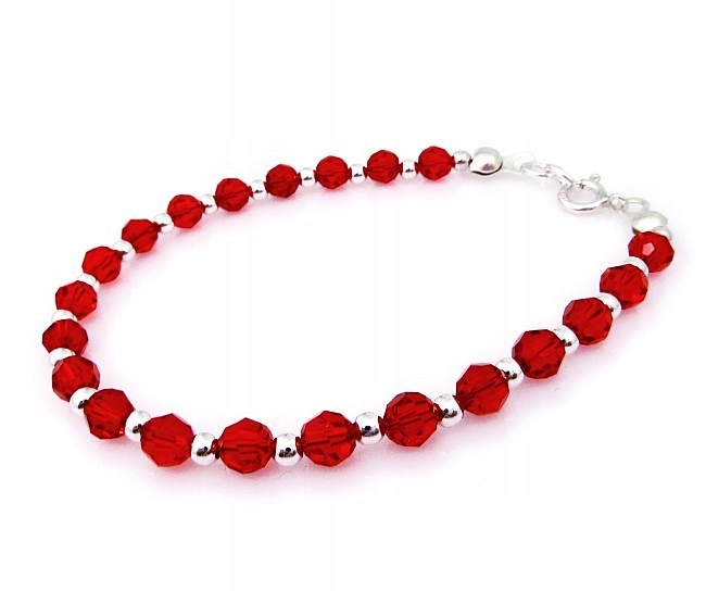 Krystaly Krásný náramek Red Crystal Stříbro