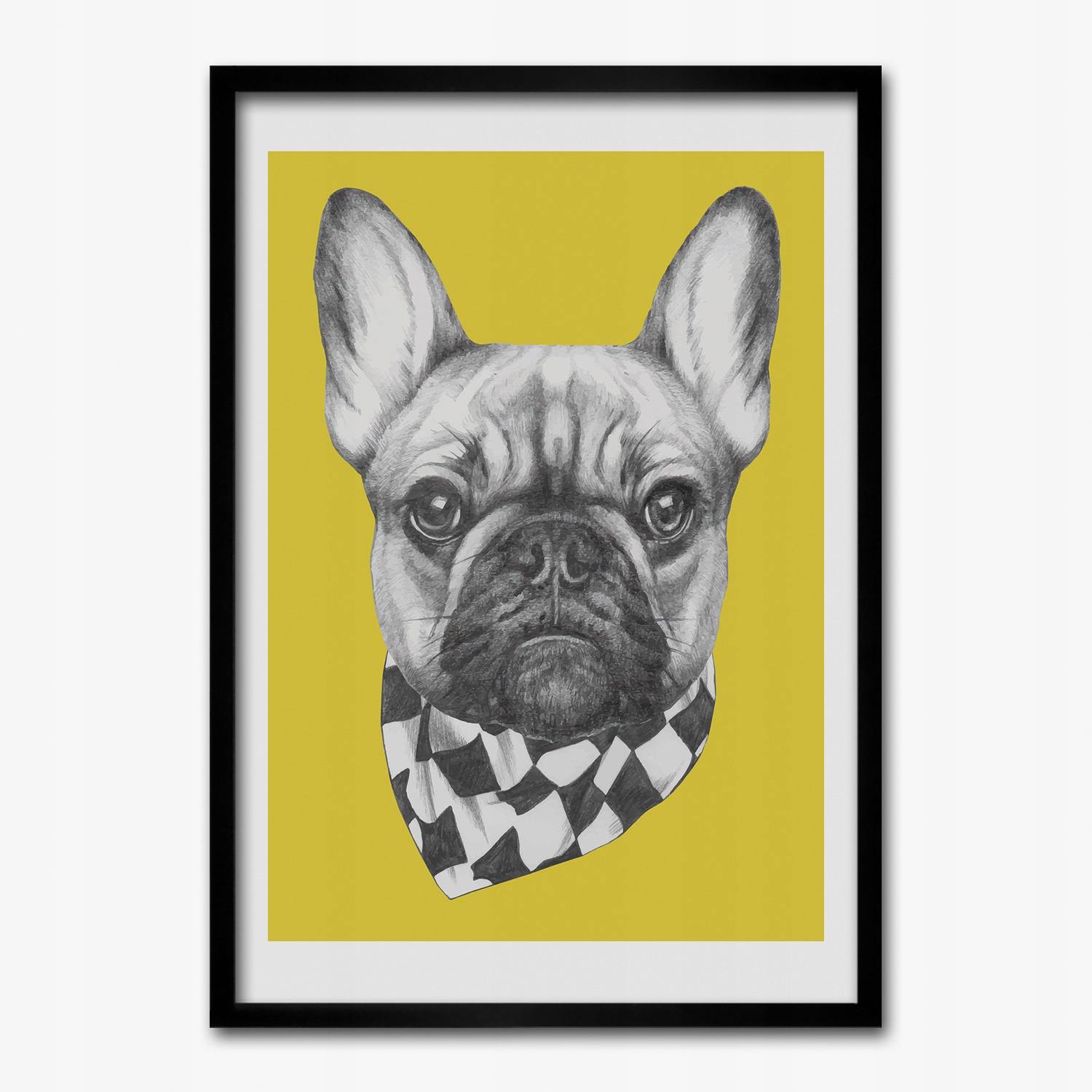 Obraz v ráme na stenu Pes hlava grafika 50x70