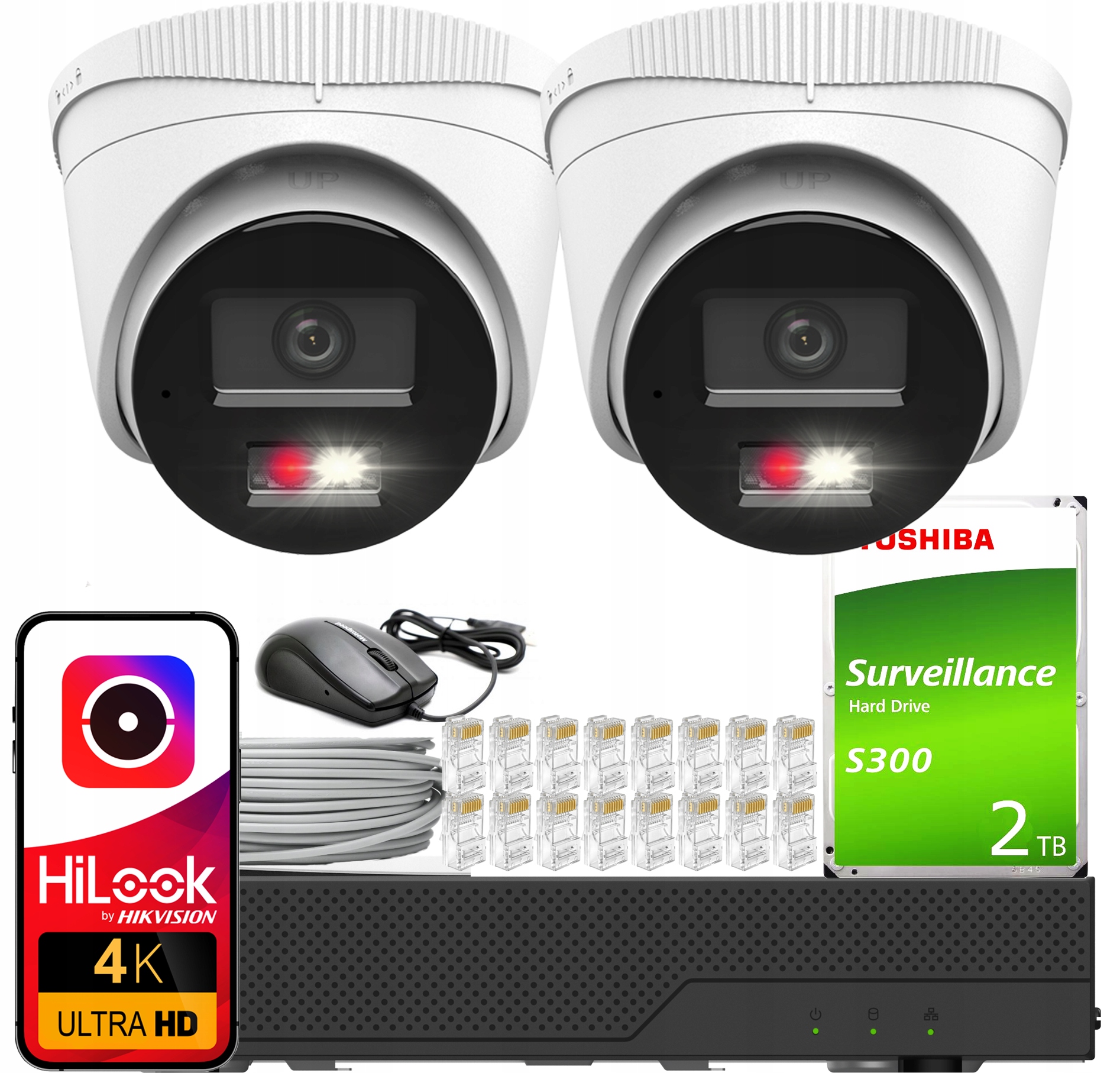 Monitorovací sada 2x IPC-T280HA-LU 8MPx HiLook od Hikvision Detekce Ai