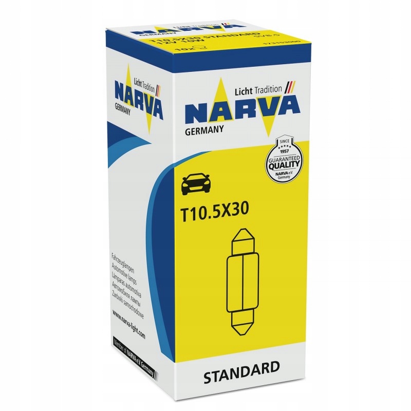 

Narva 12V 10W C10W SV8,5 rurka 28mm krótka 17315