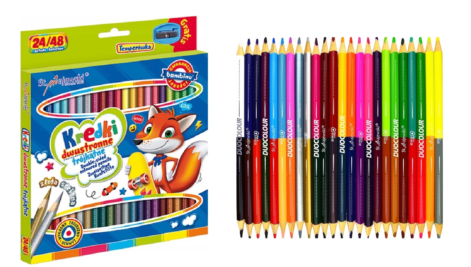 KREDKI ST.MAJEWSKI OŁÓWKOWE TRÓJKĄTNE 24/48 KOL