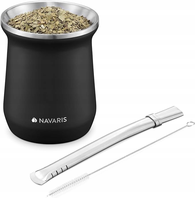 Yerba Set Mate Kovový Hrnek Z Nerezové Oceli Brčko A Kartáč