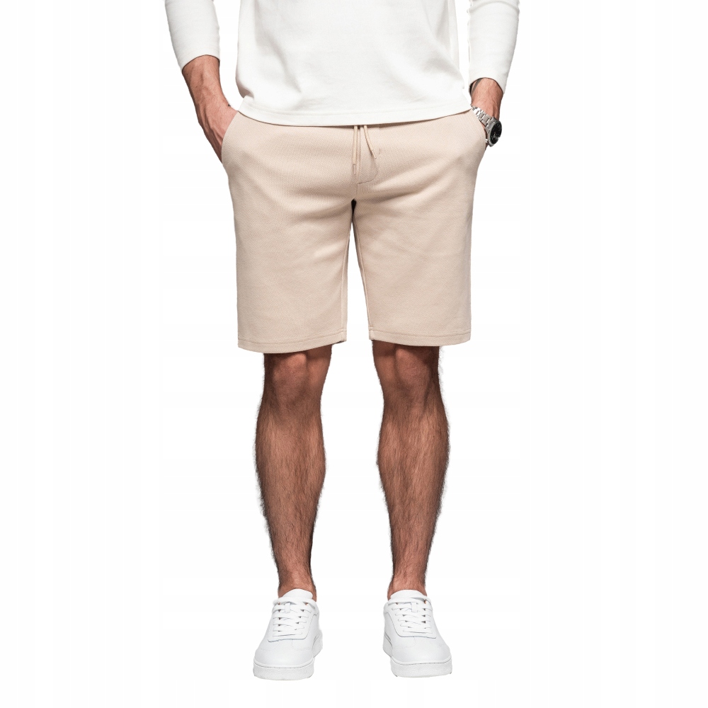 Pánské ležérní slim fit béžové šortky premium Ombre OM-SRCS-0168 V2 vel. S
