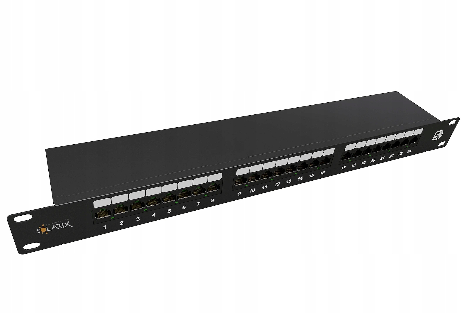 Solarix Patch panel 24 x RJ45 CAT5E Stp černý 1U SX24-5E-STP-BK-N