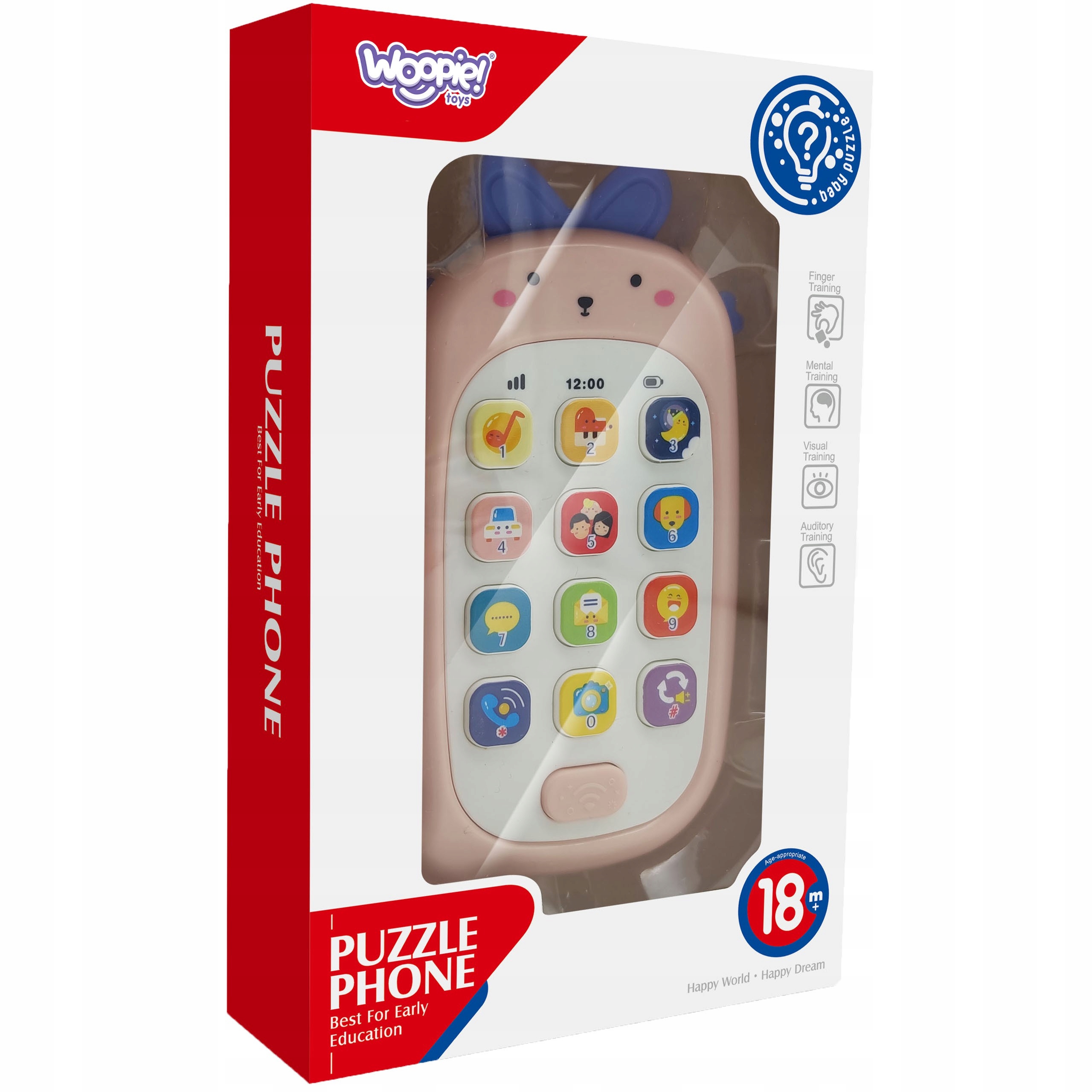 TELEFON SMARTFON INTERAKTYWNY DYKTAFON MELODIE DŹWIĘKI ZABAWKA 18m+ WOOPIE Marka Woopie