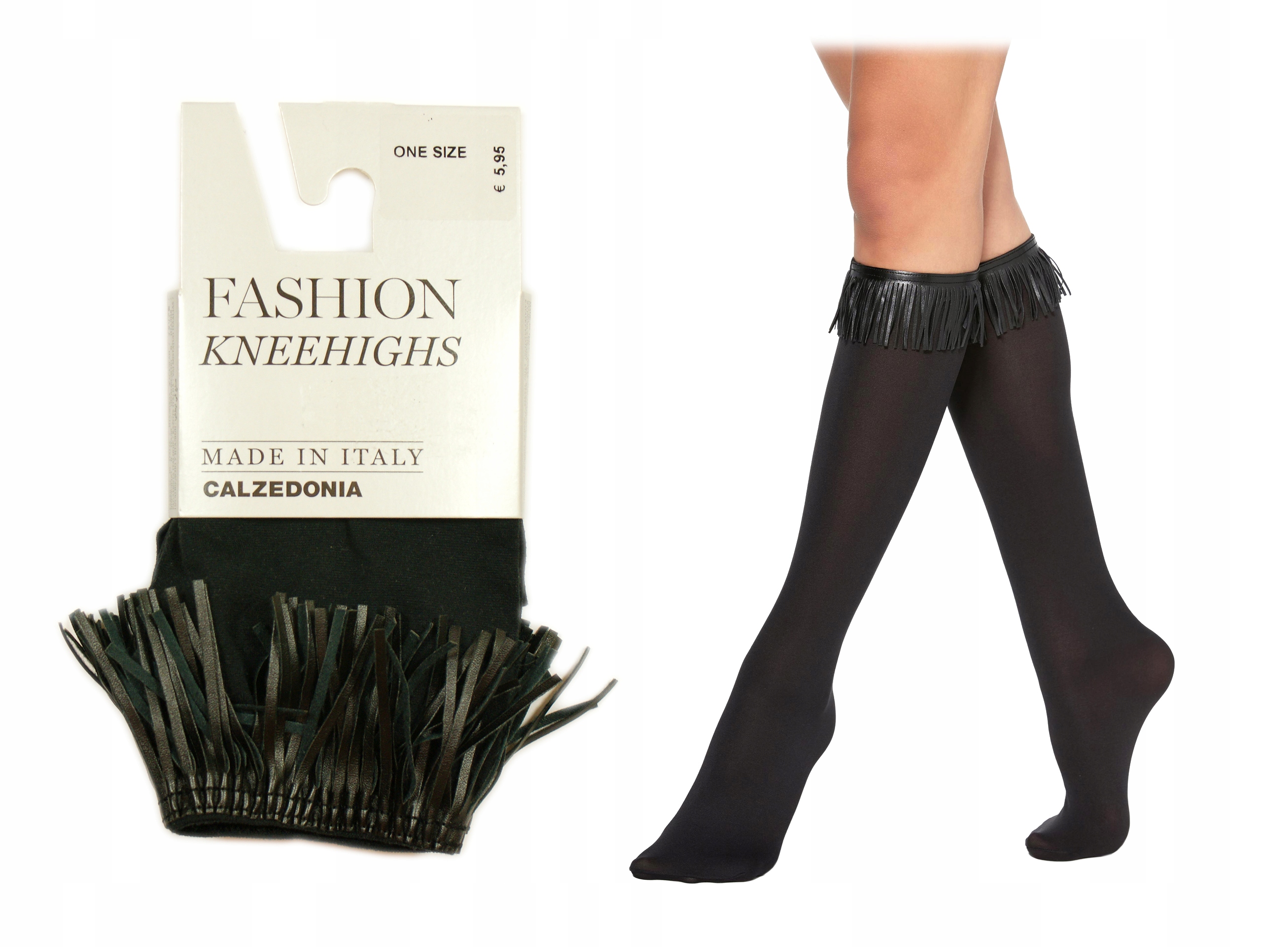 

Calzedonia podkolanówki czarne frędzelki