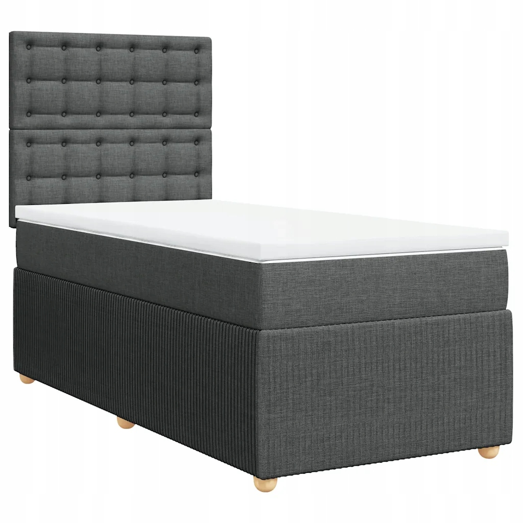 Kontinentální postel 200 x 80 cm tmavě šedá s matrací a topperem