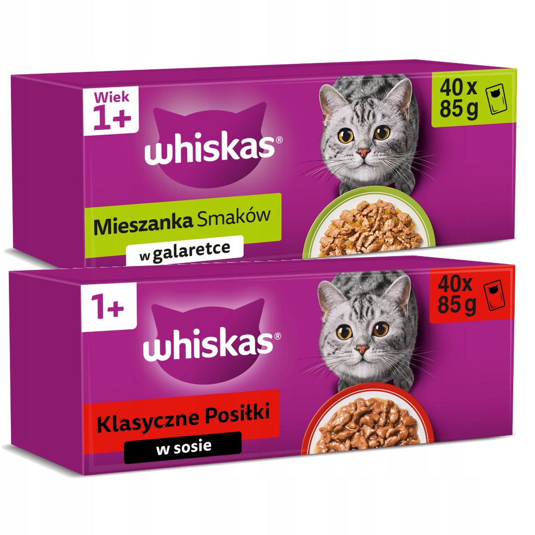 Whiskas Adult 80x85g Karma Dla Kota Mieszanka Smaków Klasyczne Posiłki