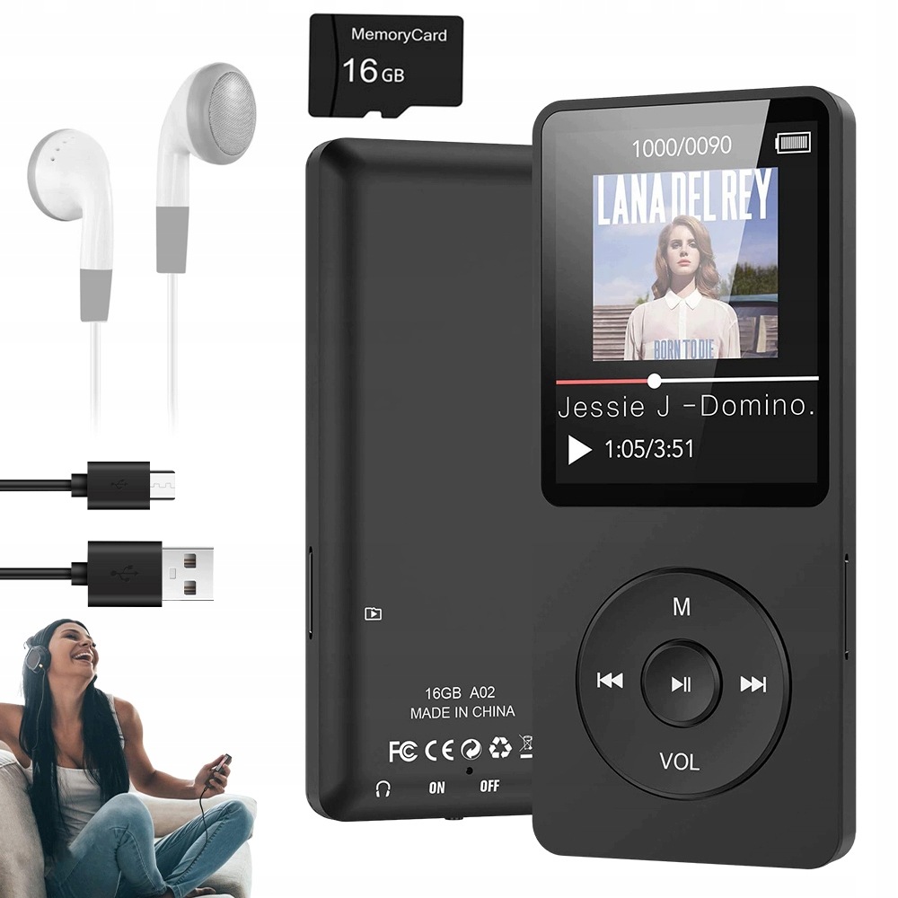 MP3 Přehrávač Přenosný 16 Gb Bluetooth 5.0 Přehrávač Hudby Hifi Rádio